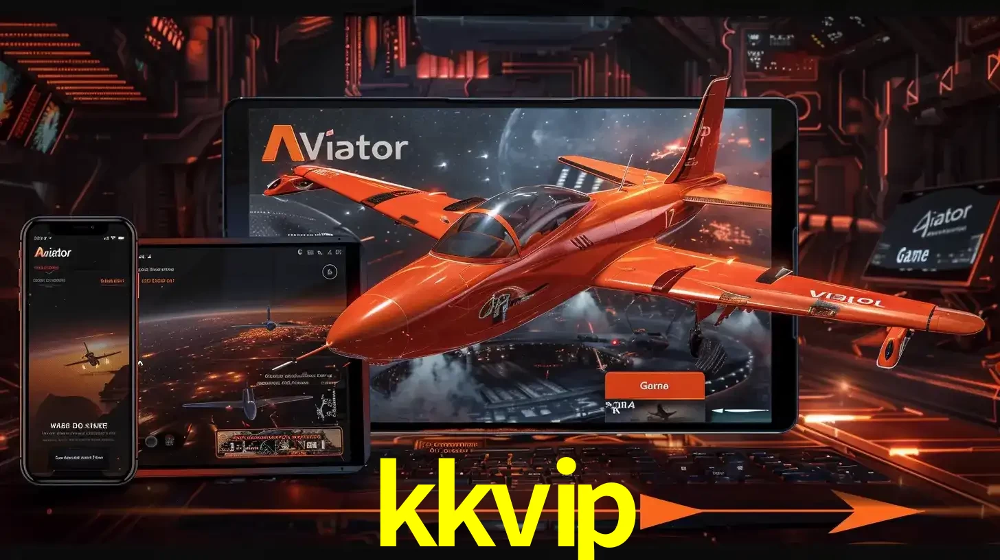 Apresentação tecnológica do jogo Aviator com um avião saindo da tela de um tablet, demonstrando a experiência imersiva em múltiplos dispositivos no kkvip.