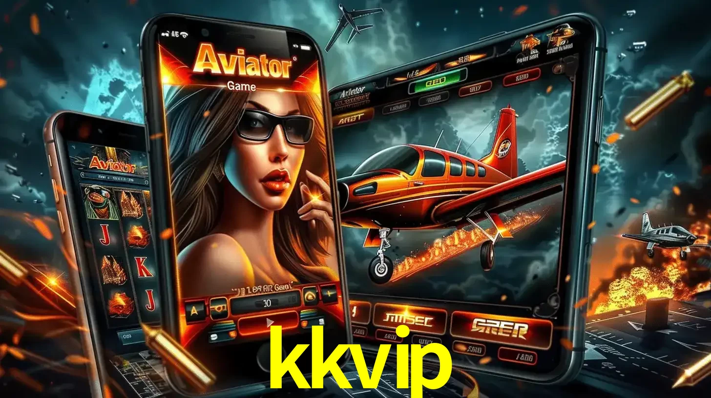 O popular jogo de apostas Aviator exibido em vários celulares e tablets, mostrando a interface emocionante e a ação de voo disponíveis para jogar agora no kkvip.