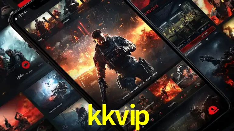 Tela de um celular exibindo uma galeria de jogos de tiro com temática militar, mostrando a variedade de e-sports disponíveis para apostas na plataforma de entretenimento kkvip.