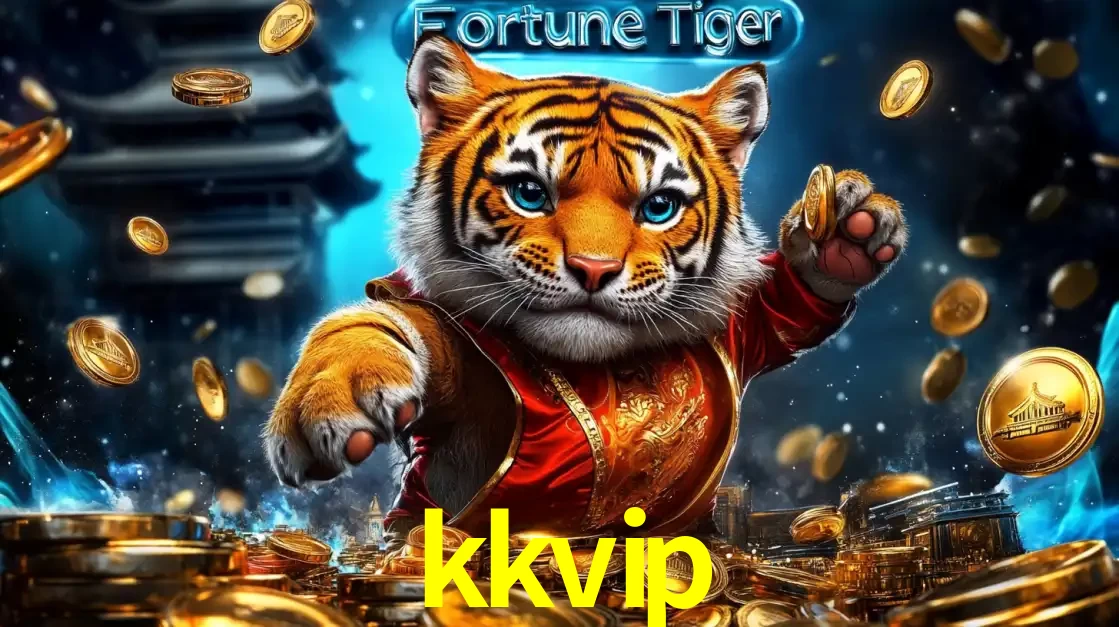 Imagem promocional do jogo de slot Fortune Tiger, com um tigre majestoso em traje tradicional cercado por uma fortuna em moedas de ouro, disponível agora no cassino kkvip.